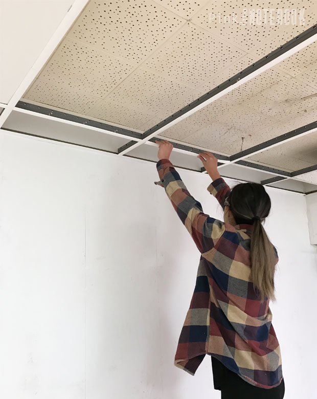 Diy How To Update Old Ceiling Tile Pink Little